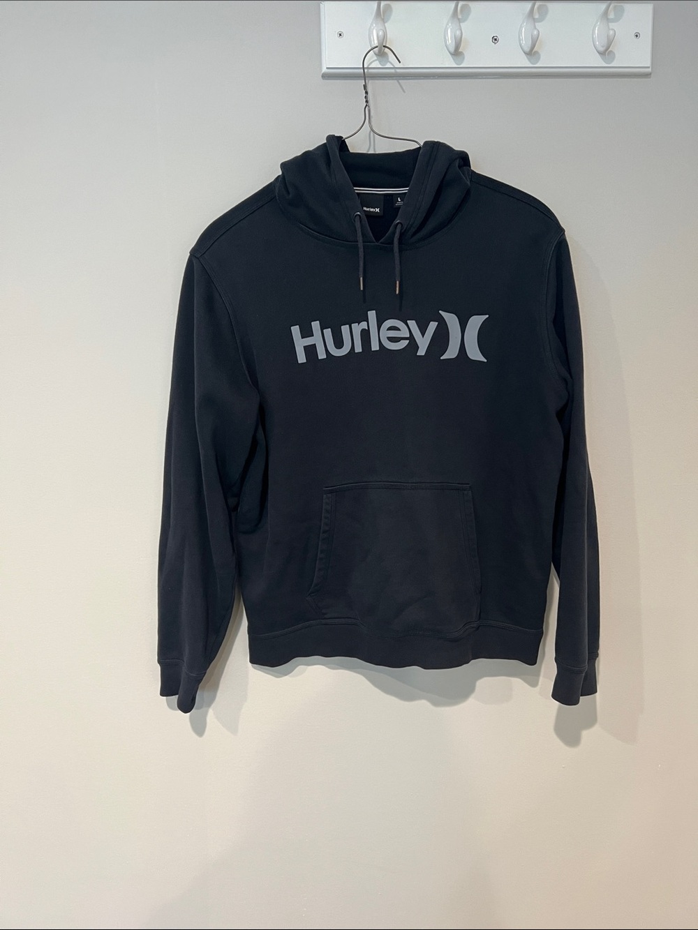 Hurley Black Pullover Hoodie with Gray Logo